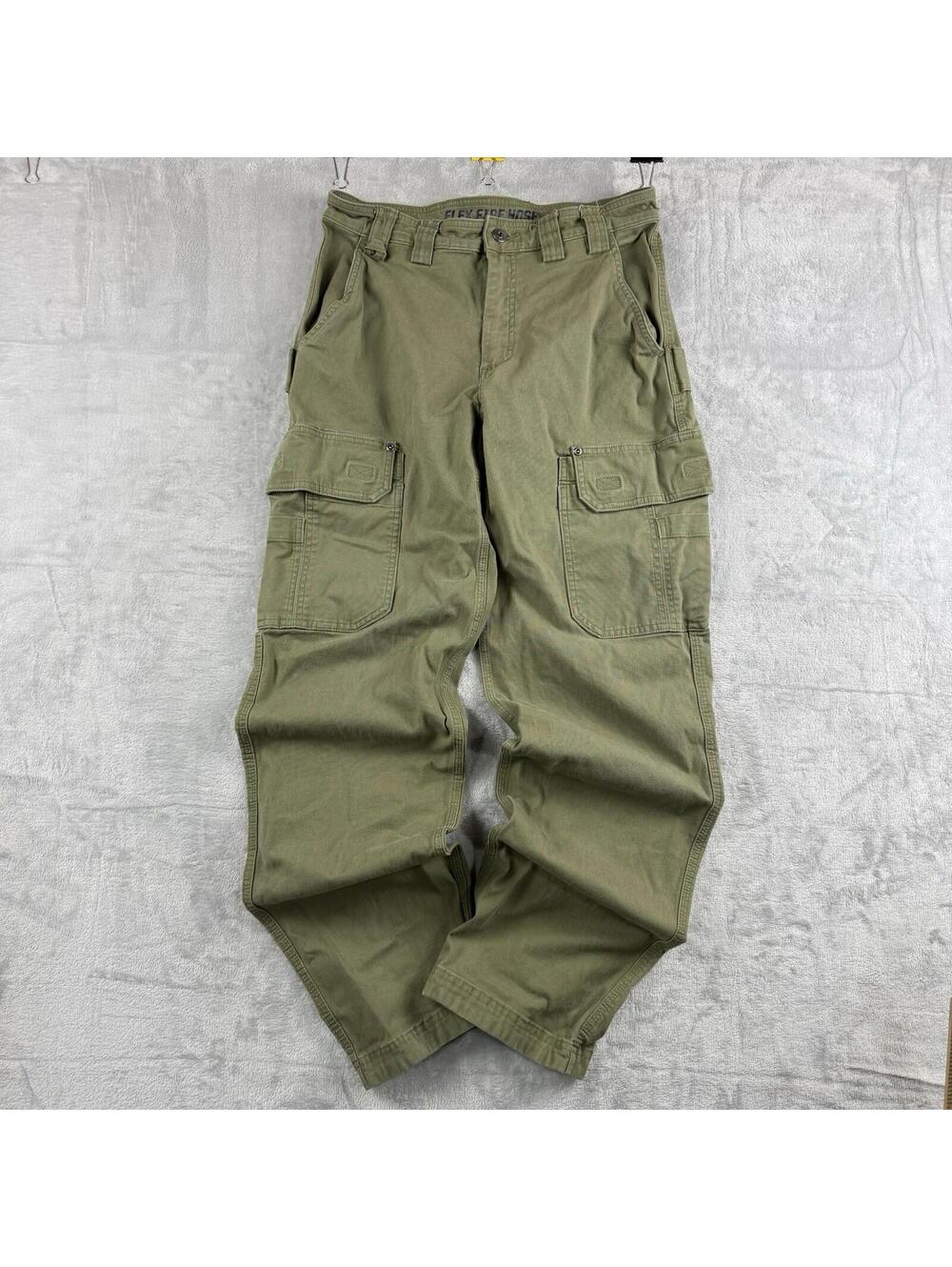 Duluth Trading Flex Fire Hose Cargo Pants Men 32x32 Olive Green Workwear Utility